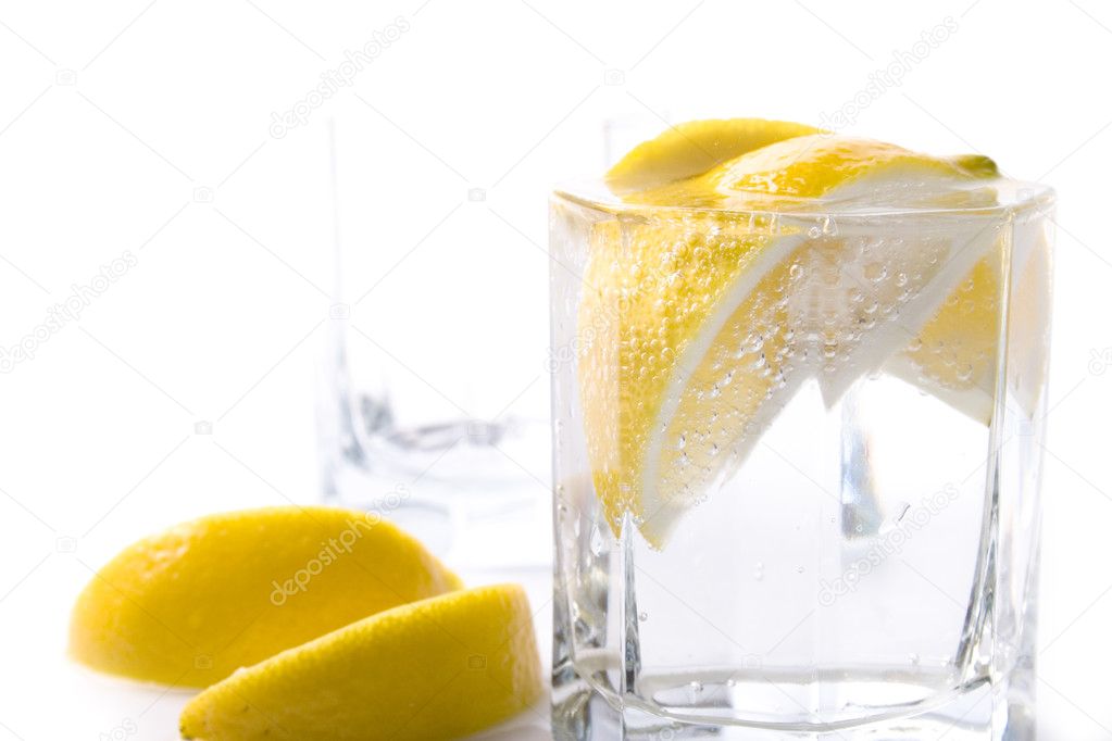 Soda water and lemon