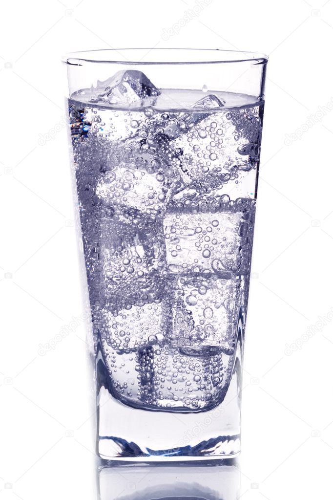 Glass with ice water