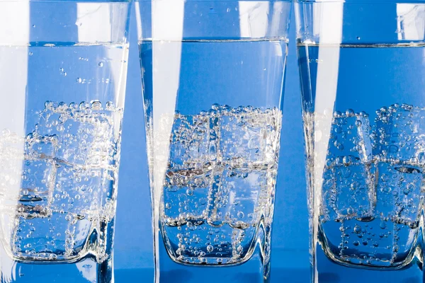 Three glasses with cold water — Stok fotoğraf