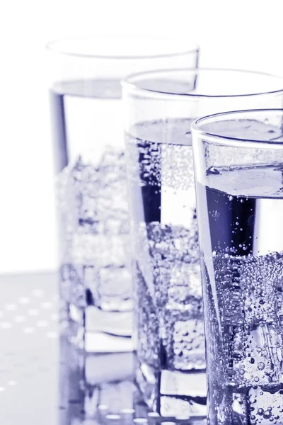 Three glasses with cold water — Stock Photo, Image