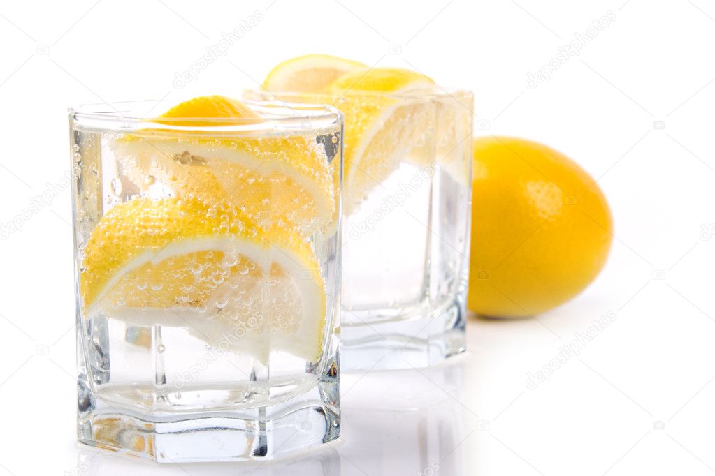 Soda water and lemon