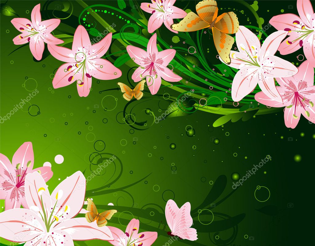 Floral lily — Stock Vector © Oksana #2831078