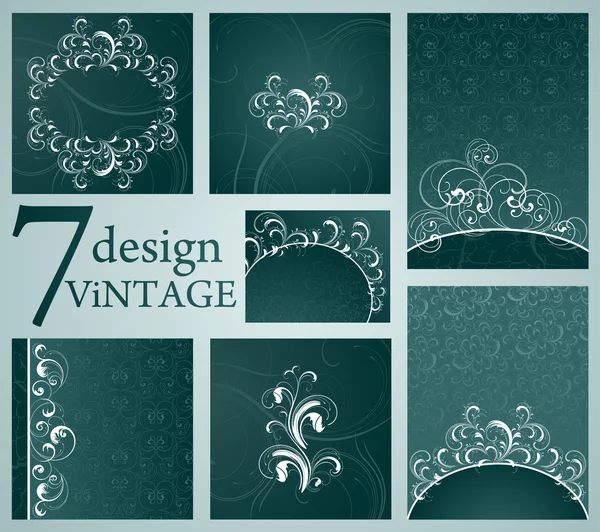 Set of Vintage Floral Frame — Stock Vector