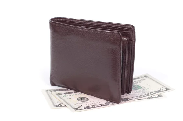 白で隔離されるお金の財布. — ストック写真