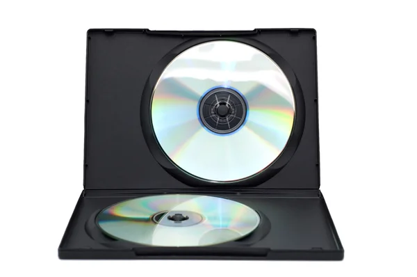 Caja abierta con discos aislados sobre un blanco . — Foto de Stock