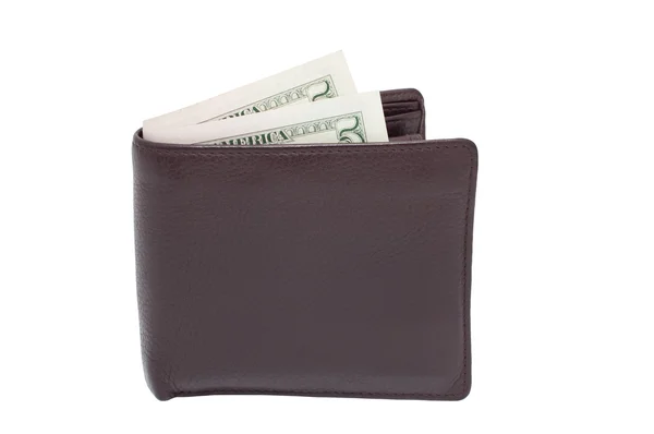 白で隔離されるお金の財布. — ストック写真
