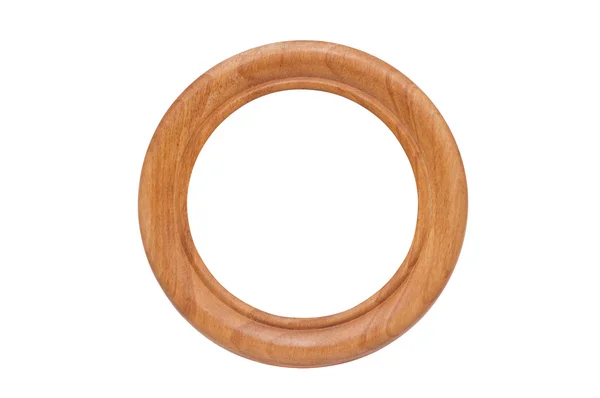 Okrągła rama drewniana na białym tle. — Zdjęcie stockowe