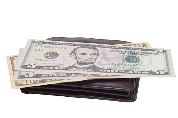 Πορτοφόλι με χρήματα που απομονώνονται σε λευκό. — Φωτογραφία Αρχείου
