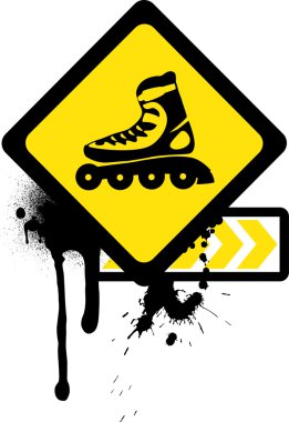 Grunge sign with roller skates. clipart