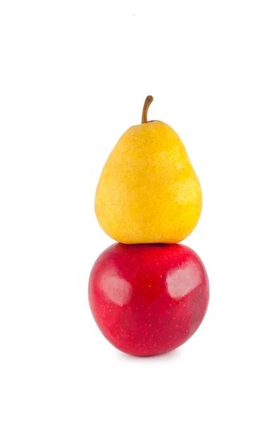 Gruszka jabłko na białym tle. — Zdjęcie stockowe