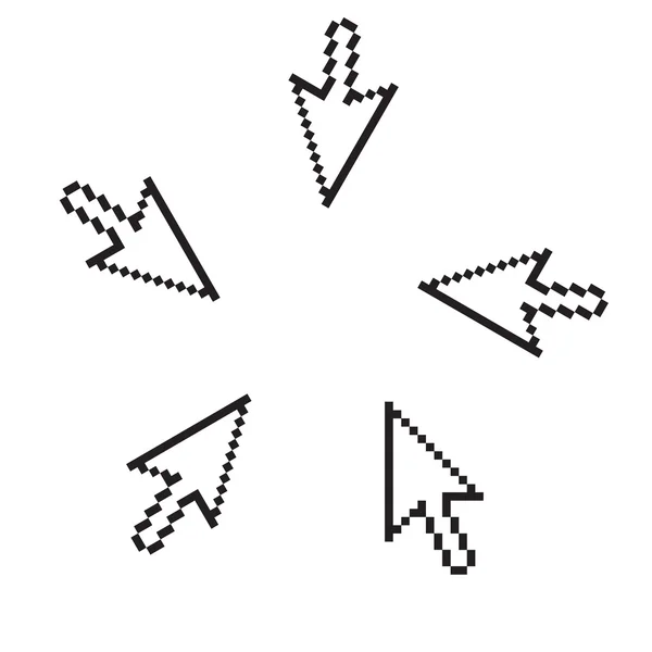 Five white cursors. Vector illustration — Stock Vector