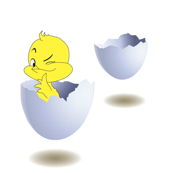 Gelbes Huhn im Ei. Vektor — Stockvektor
