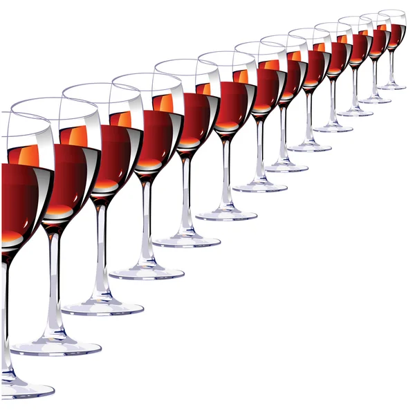 Γυαλιά με κόκκινο κρασί. διάνυσμα — Διανυσματικό Αρχείο