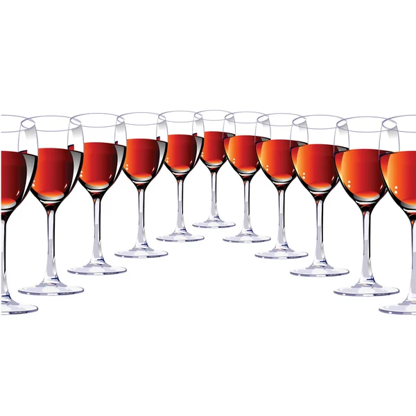 Bicchieri con vino rosso. Vettore — Vettoriale Stock