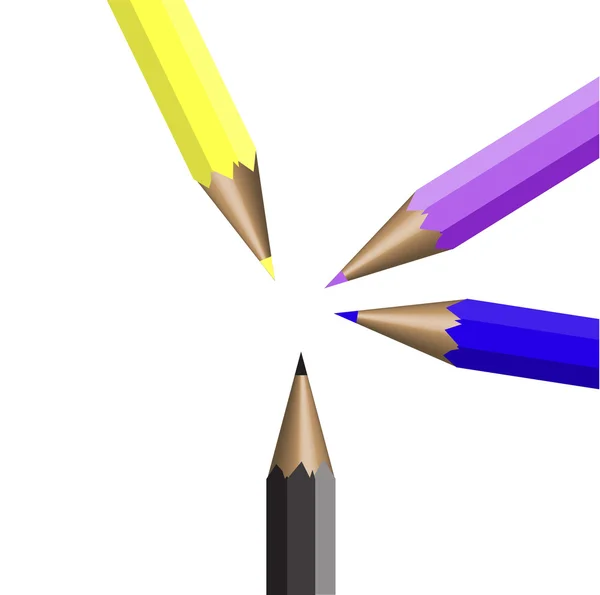 Cirkulära arrangemang fyra färg pennor — Stock vektor