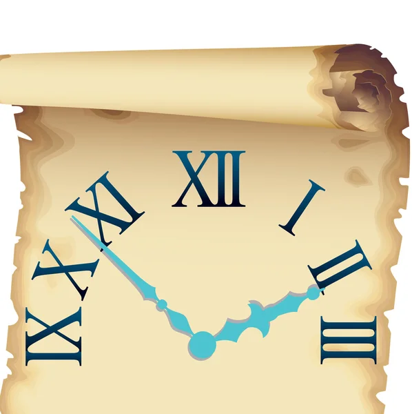 Cadran d'heures sur un papier papyrique — Image vectorielle