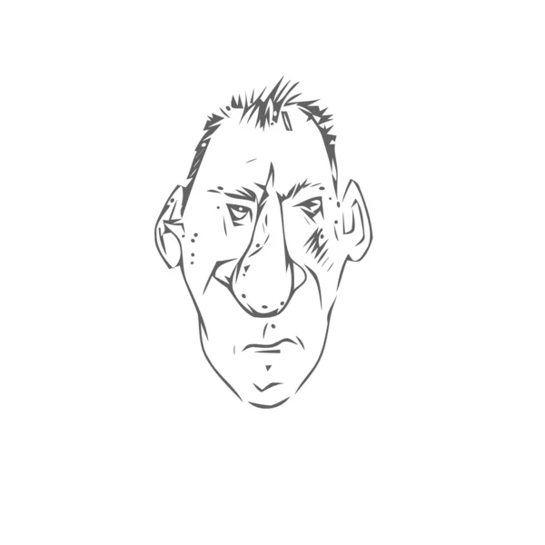 Man's face caricature. Vector — Stock Vector