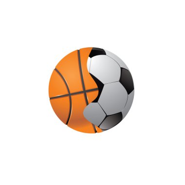 bağlı futbol ve Basketbol topları. vektör çizim