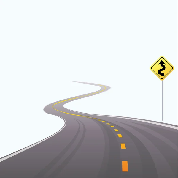 Die asphaltierte Straße, die in einer Entfernung verlässt. Vektorillustration — Stockvektor