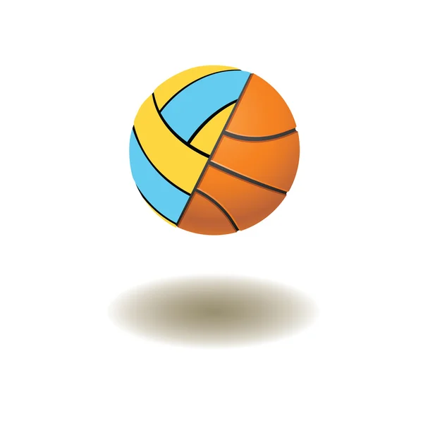 Die miteinander verbundenen Volley- und Basketballbälle. Vektorillustrationen — Stockvektor