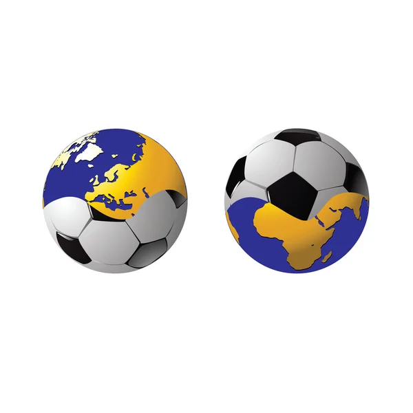 Het voetbal aangesloten in een één geheel en planeet — Stockvector