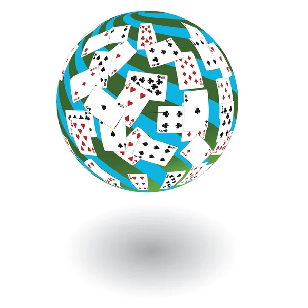3d a sphere from playing cards. Vector illustration — Stock Vector