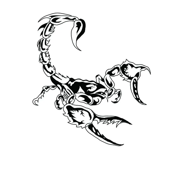 É preto um escorpion.Vector branco ilustração — Vetor de Stock