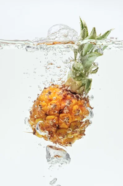 Mały ananas wchodzących w wodzie — Zdjęcie stockowe