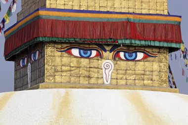 Buddha eyes on a Boudha Nath stupa clipart