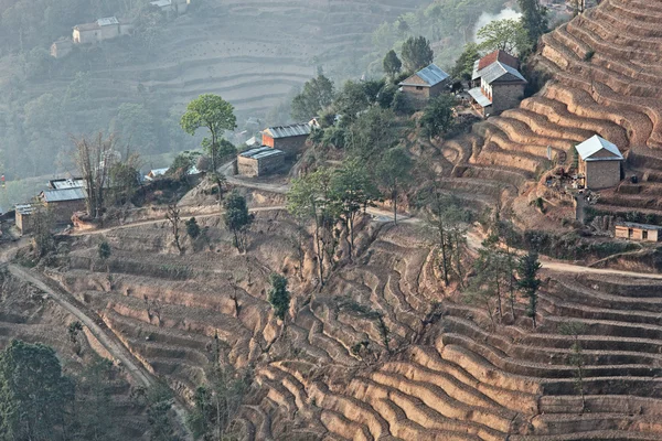 Horská terasa hill v Nepálu nagarkot — Stock fotografie
