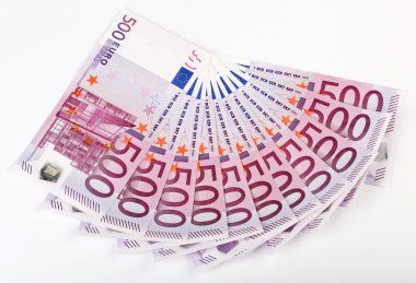 500 Euro bank notes fanned clipart