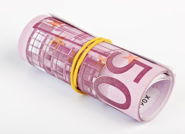 5 thousand Euro rolled up on white clipart