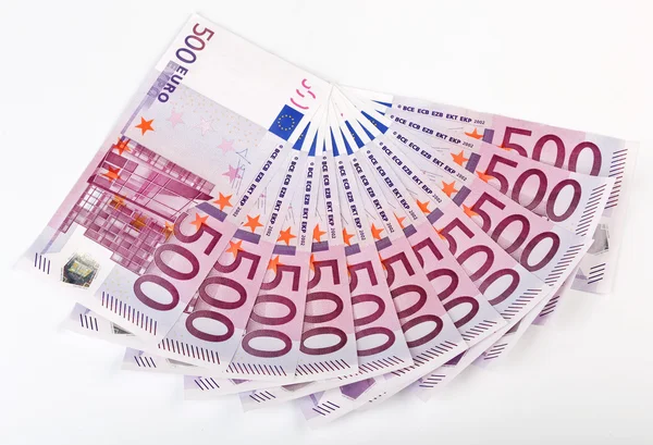 500 Euro bank notes fanned — Stock Photo, Image