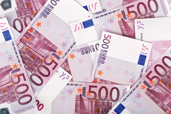 Muchos paquetes de billetes de banco de 500 euros —  Fotos de Stock