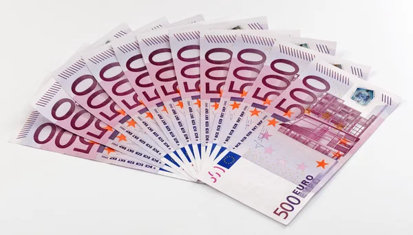 500 Euro bank notes fanned out — Stock Photo, Image