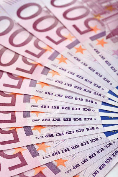 500 Euro bank notes fanned out — Stock Photo, Image