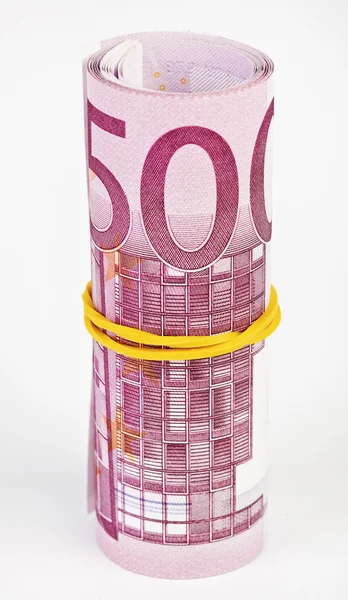 5 mil euros enrollados en blanco —  Fotos de Stock