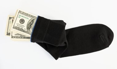 Dollar stock in a sock clipart