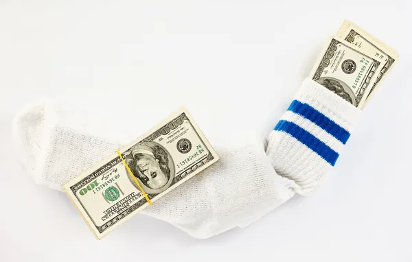 Stock de dollars dans une chaussette — Photo