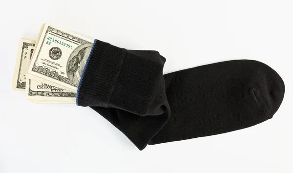 Dollar voorraad in een sok — Stockfoto