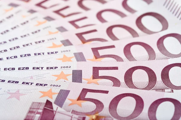 500 ευρώ fanned έξω, μακροεντολή υφή — Φωτογραφία Αρχείου