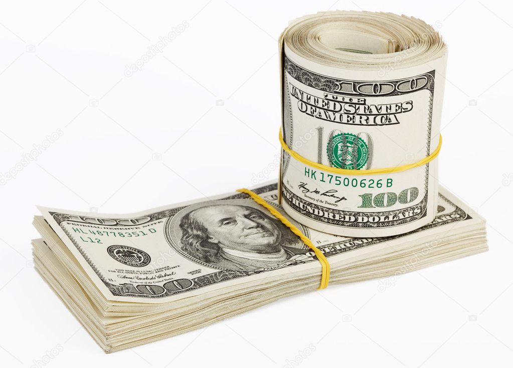 Many bundle of US 100 dollars bank notes