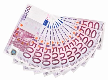 500 Euro banknotes fanned clipart