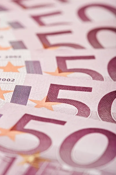 500 Euro bank notes fanned out, macro texture — Stock Photo, Image