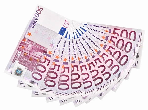 Billetes de 500 euros abanicados — Foto de Stock