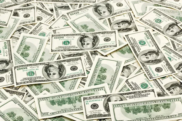 Many US 100 dollars, business background — Stock Photo, Image