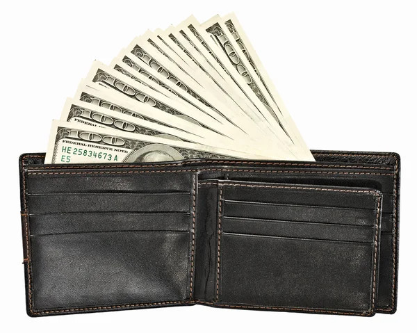 Bizi dolar siyah bir cüzdan — Stok fotoğraf