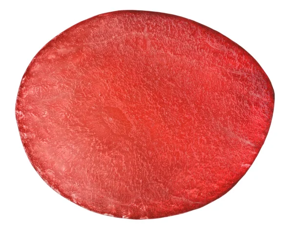 Kawałek przezroczystego czerwone owoce winogron, makro na białym tle — Zdjęcie stockowe