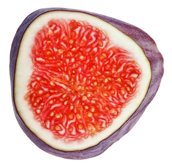 Поперечное сечение плодов инжира, выделенных на белом — стоковое фото