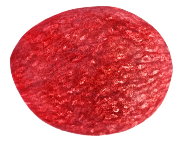 Durchscheinende Scheibe roter Trauben, Makro-Isolation auf weißem Grund — Stockfoto